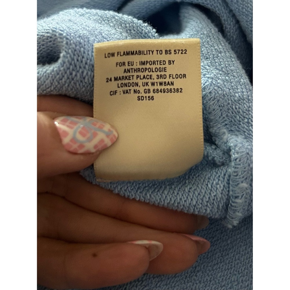 Wolven‎ Anthropologie Blue Cotton French Terry Short Sleeve Sweatshirt Dress Xs - Picture 6 of 8